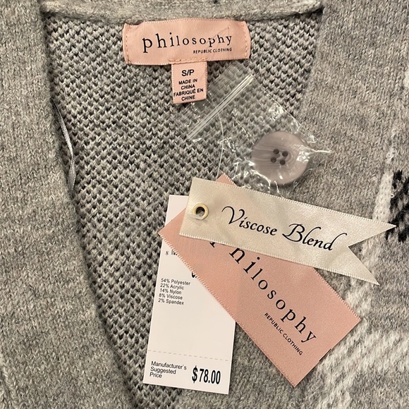 NWT PHILOSOPHY Republic Clothing Viscose Blend Plaid Cardigan SMALL - Picture 8 of 10
